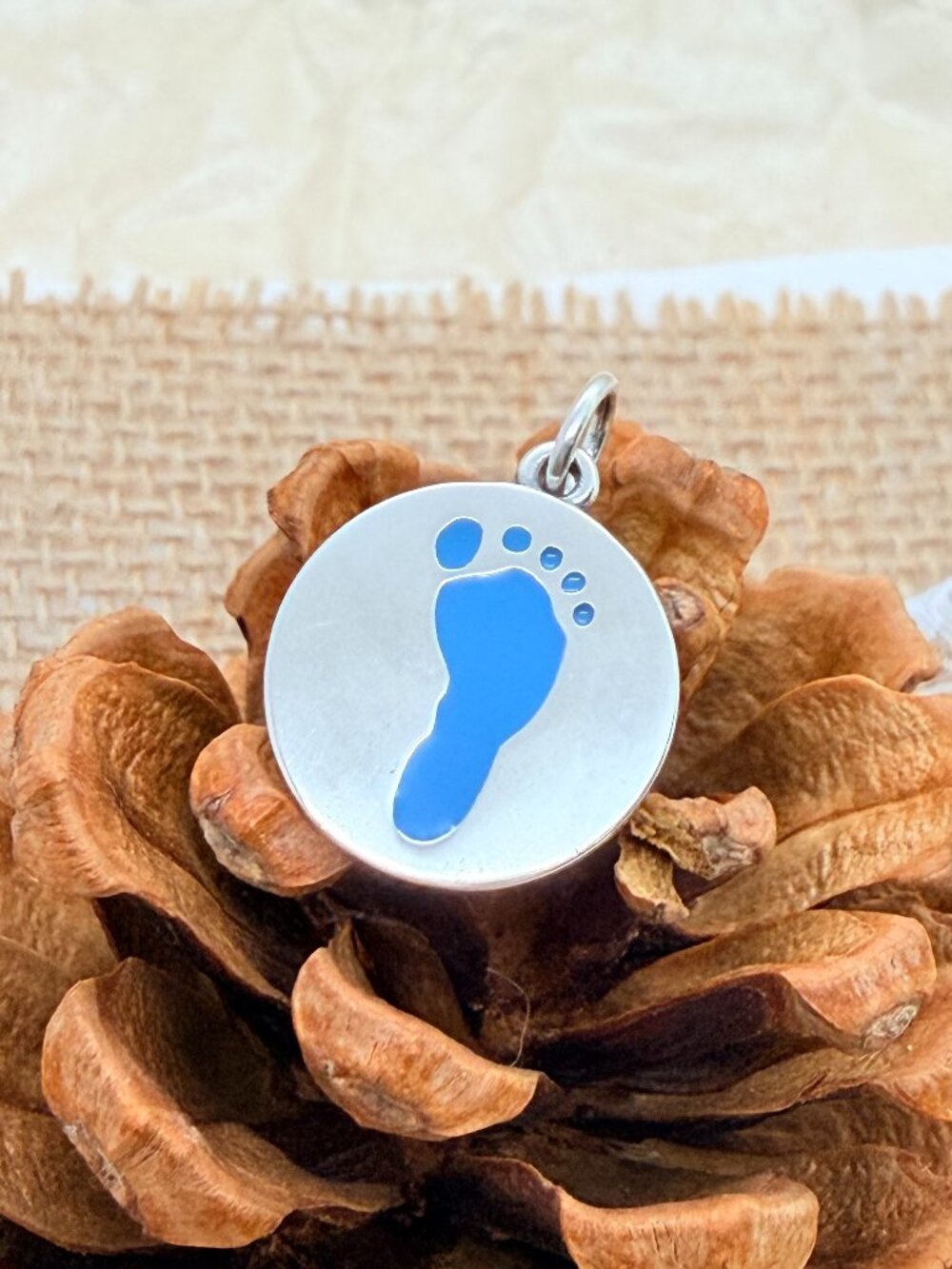 James Avery Enamel Footprint Charm Sterling Silver Blue Baby Charm